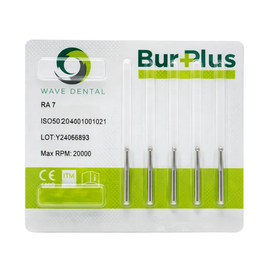 Wave Dental BurPlus – Apvalūs karbidiniai grąžtai RA 7 5. vnt (iki 20 000 aps./min.)