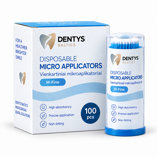 Dentys Baltics M-Fine micro-applicators — packaging illustration