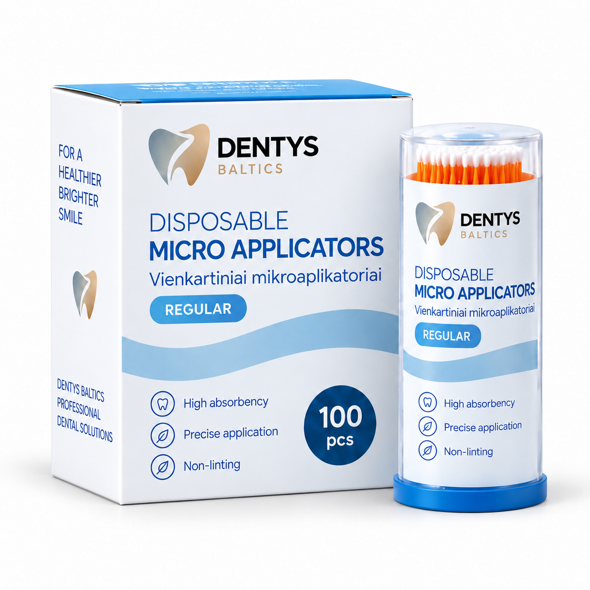 Dentys Baltics Regular micro-applicators — packaging illustration