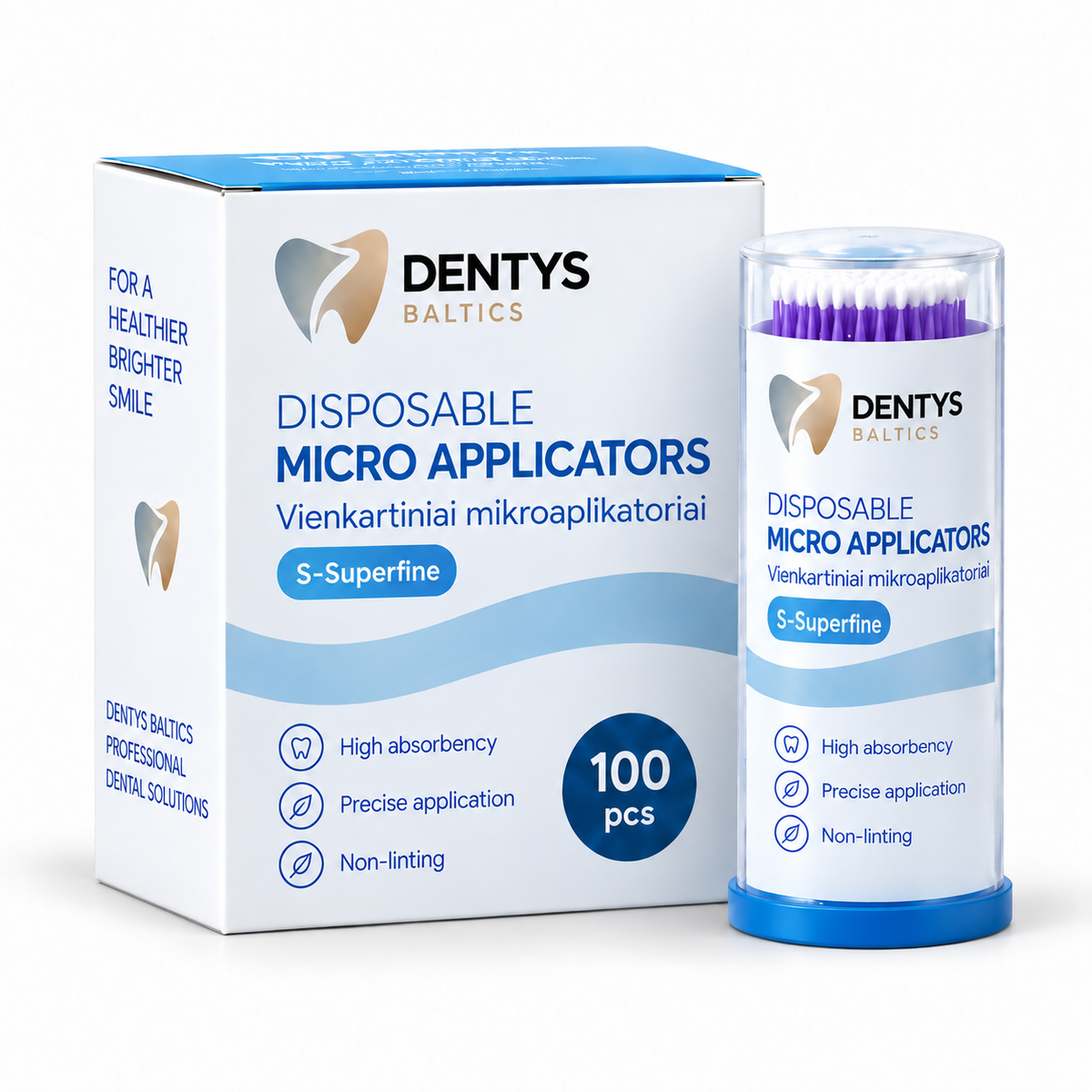 Dentys Baltics S-Superfine micro-applicators — packaging illustration